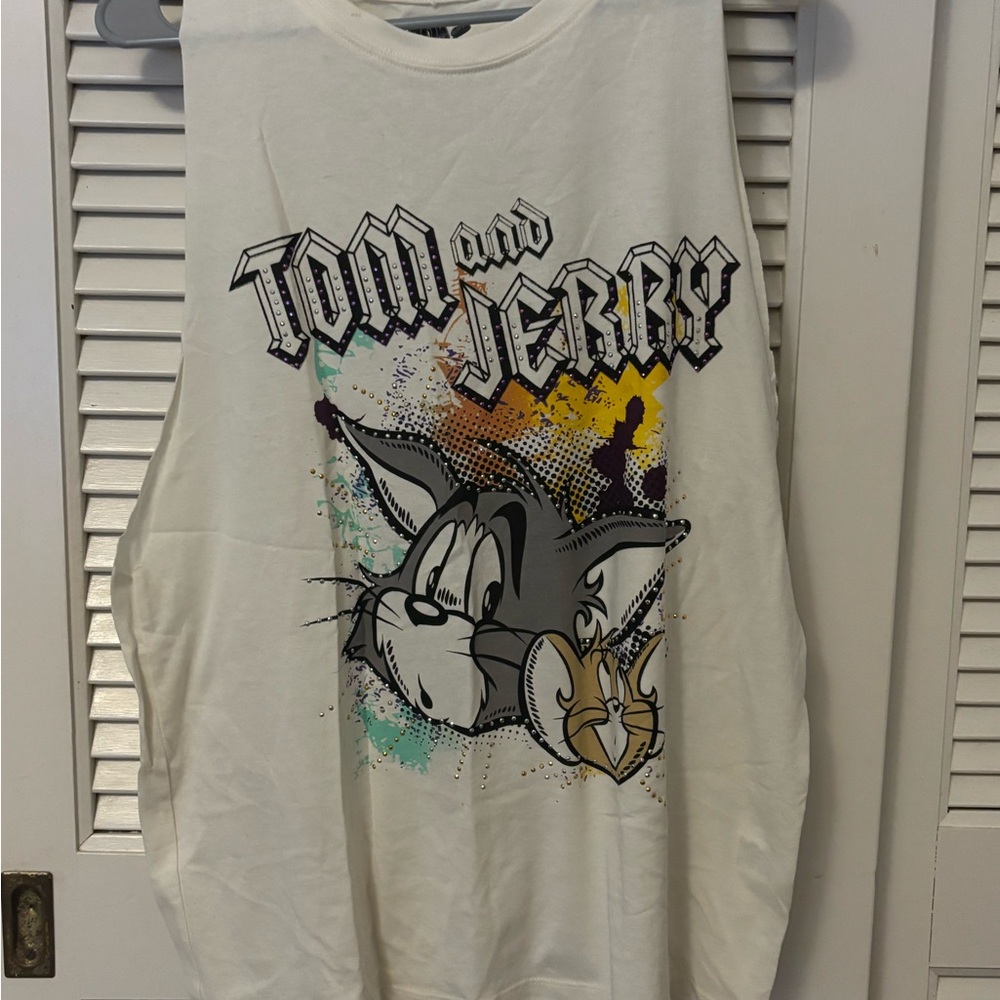 Girls' White Graphic Tank Top